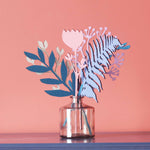 Bukiet kolorowych kwiatów - paleta róż / fiolety / niebieski | Dak-Art